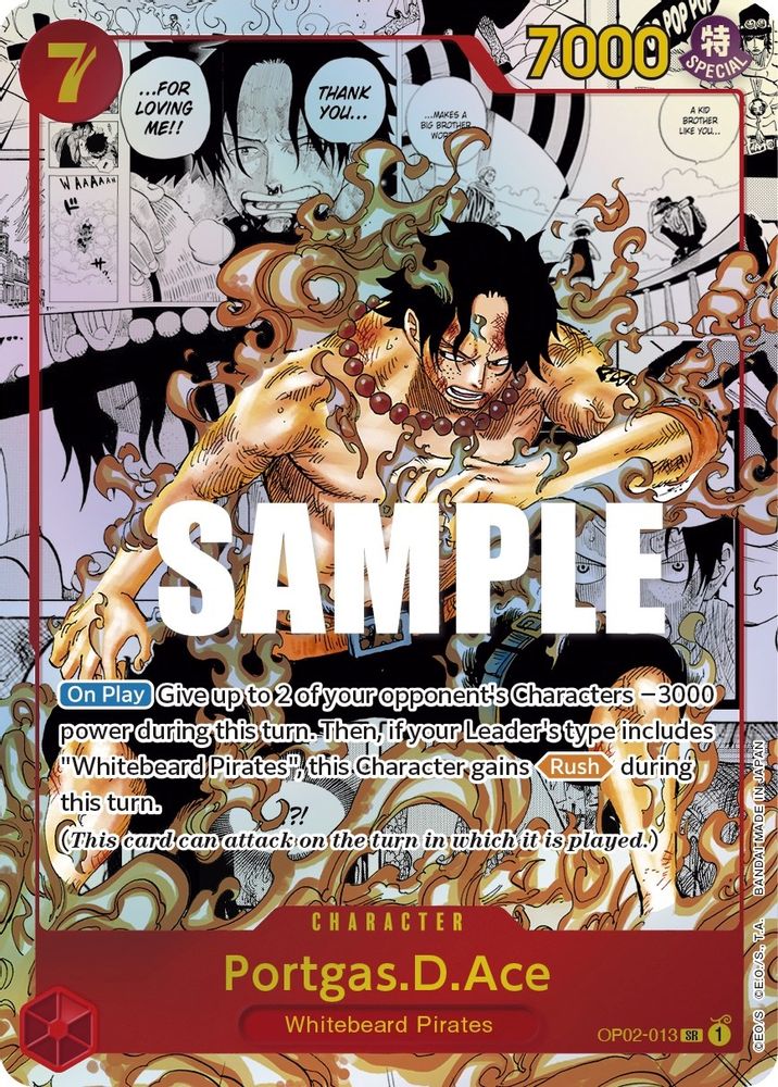 Portgas D. Ace Parallel Manga Alternate Art 일판 카드